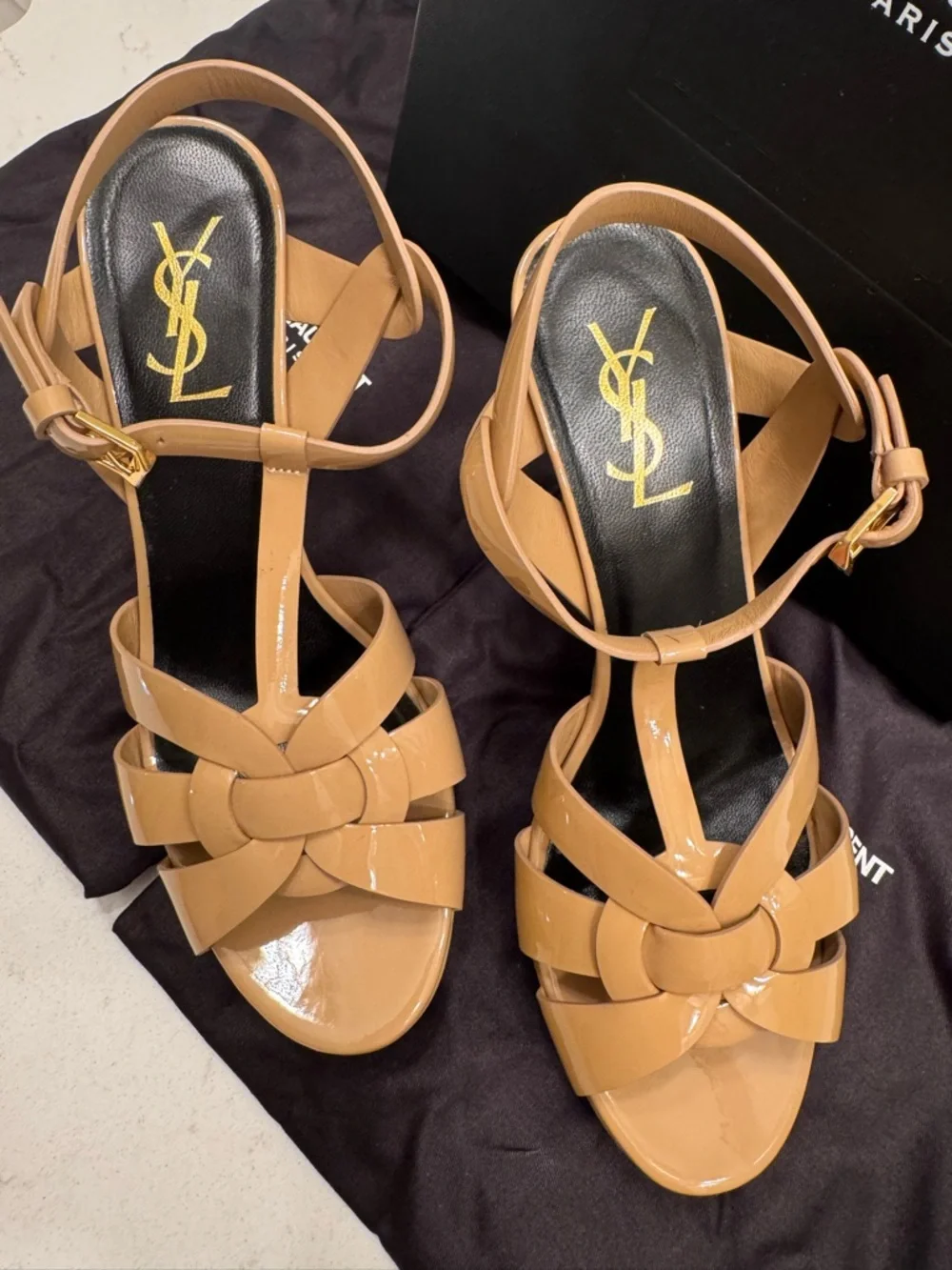 Saint Laurent Tribute Patent Leather Platform Heels - Picture 5 of 10
